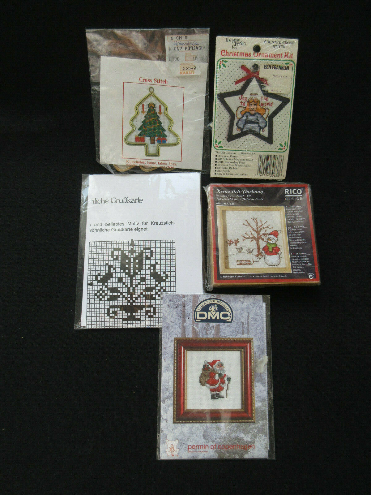 5x Mini-stickbilder Gobelin Motiv Weihnachten Sticken Handarbeit Miniaturstick